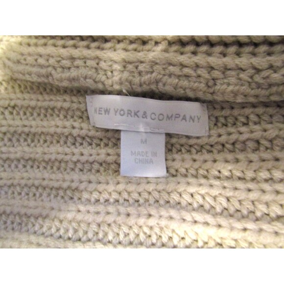 New York & Company Chunky Knit Cardigan Sweater High Neck Full Zip Jacket M - Picture 7 of 9